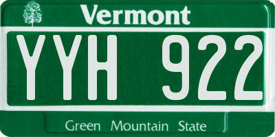 VT license plate YYH922