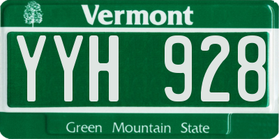 VT license plate YYH928