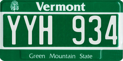 VT license plate YYH934