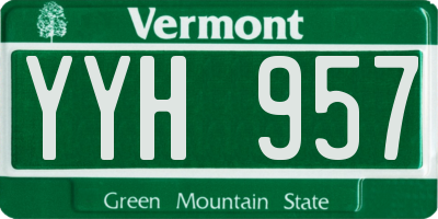 VT license plate YYH957