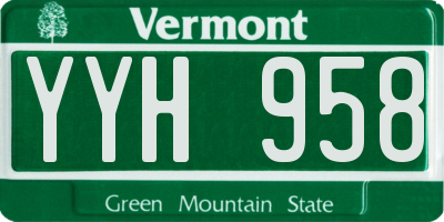 VT license plate YYH958