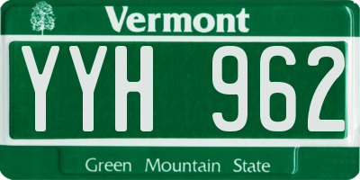 VT license plate YYH962