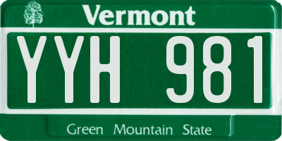 VT license plate YYH981