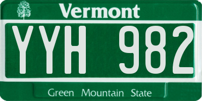 VT license plate YYH982