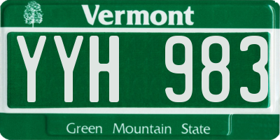 VT license plate YYH983