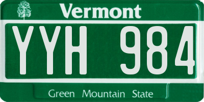 VT license plate YYH984