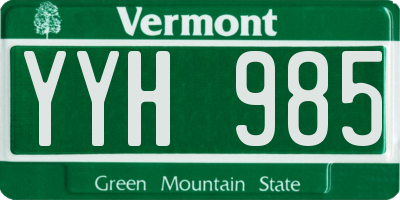 VT license plate YYH985