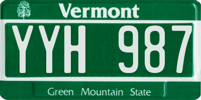 VT license plate YYH987