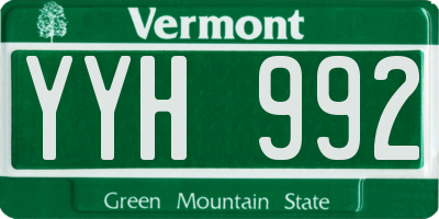 VT license plate YYH992