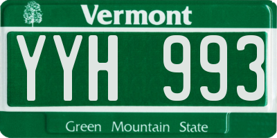VT license plate YYH993
