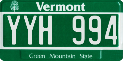 VT license plate YYH994
