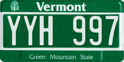 VT license plate YYH997