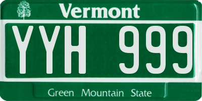VT license plate YYH999