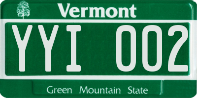 VT license plate YYI002