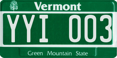 VT license plate YYI003
