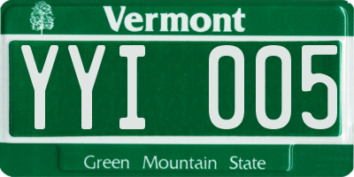 VT license plate YYI005