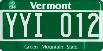 VT license plate YYI012