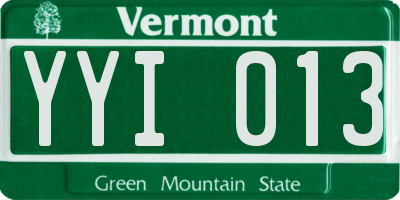VT license plate YYI013