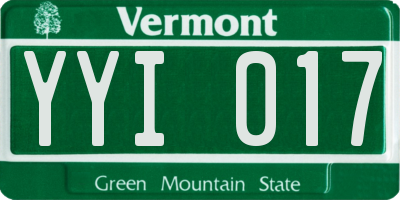 VT license plate YYI017