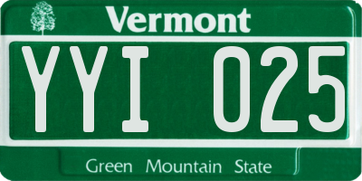 VT license plate YYI025