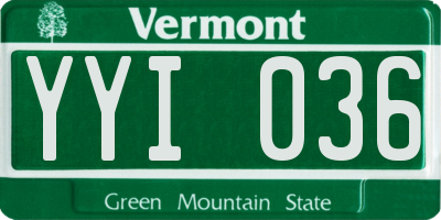 VT license plate YYI036