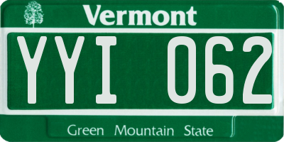 VT license plate YYI062