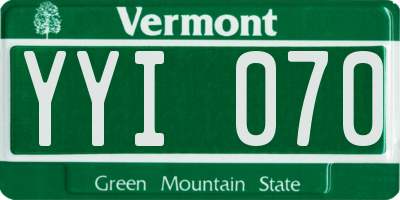 VT license plate YYI070