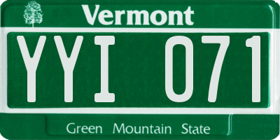 VT license plate YYI071