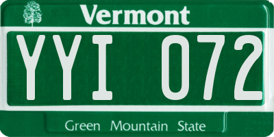 VT license plate YYI072