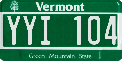 VT license plate YYI104