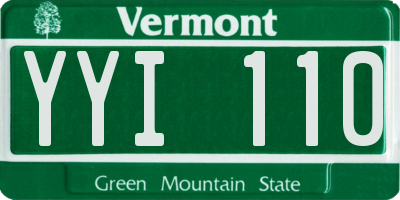 VT license plate YYI110
