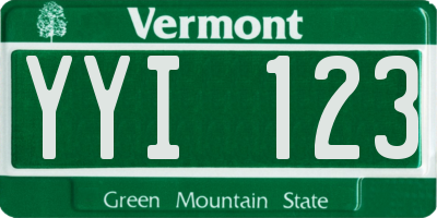 VT license plate YYI123