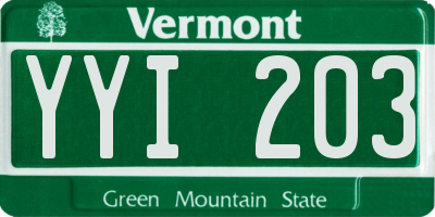 VT license plate YYI203