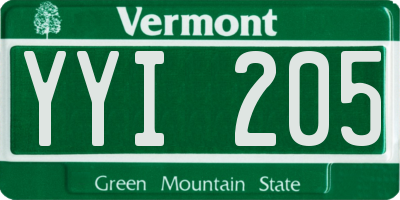 VT license plate YYI205