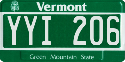 VT license plate YYI206