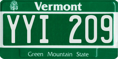 VT license plate YYI209