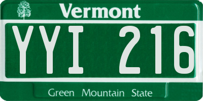 VT license plate YYI216