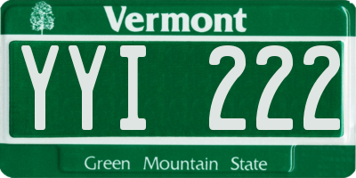 VT license plate YYI222