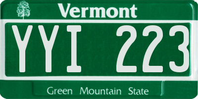 VT license plate YYI223