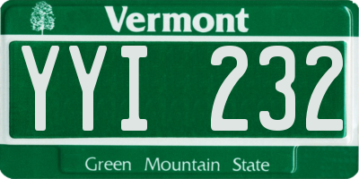 VT license plate YYI232