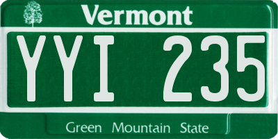 VT license plate YYI235