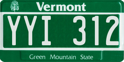 VT license plate YYI312