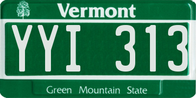 VT license plate YYI313