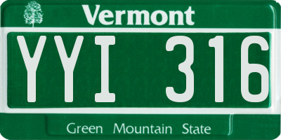 VT license plate YYI316