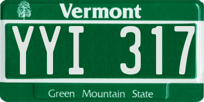VT license plate YYI317