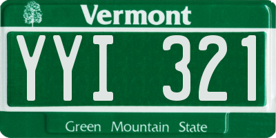 VT license plate YYI321