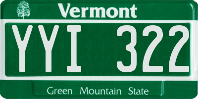 VT license plate YYI322