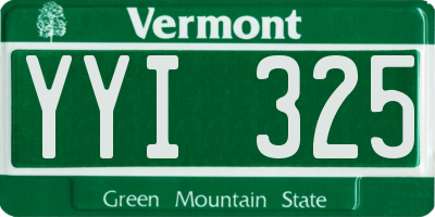 VT license plate YYI325