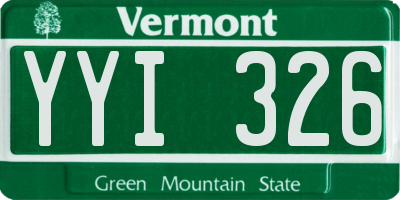 VT license plate YYI326