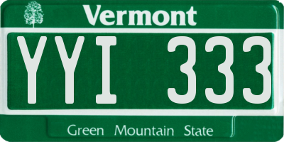 VT license plate YYI333